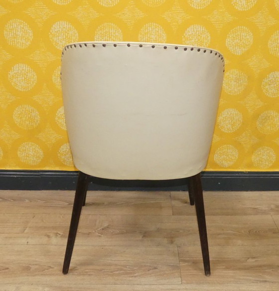 Image 1 of 50er Jahre Cocktailstuhl pastell gelb rockabilly Klassiker Stuhl Holz Cocktailsessel Kunststoff retro vintage mid century fiftie