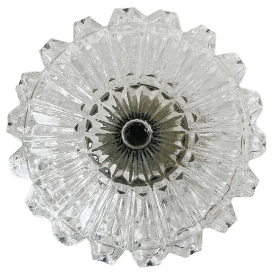Image 1 of Lampada da soffitto vintage di metà secolo, lampada da soffitto in vetro trasparente, anni '50