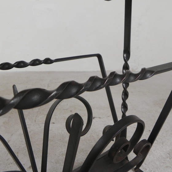 Image 1 of Vintage Newspaper Rack, Magazine Rack, Table With 3 Tiles