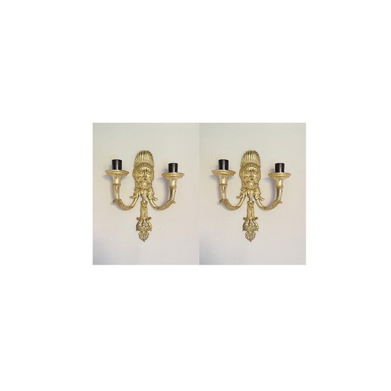 Image 1 of Vintage Greek Tragedy Masque wall lamps in silver-plated cast alloy