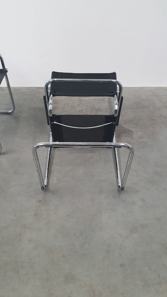 Image 1 of Mart Stam S34 vintage stoelen Fasem Italië 1970s tuigleer bauhaus