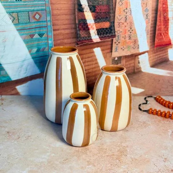 Vaso a righe crema e marrone chiaro – Vasi, Ceramica, Bohemian (photo 2 of 2)