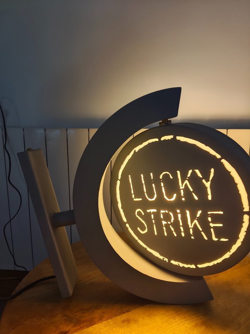 Vintage draaiend lichtreclamebord Lucky Strike