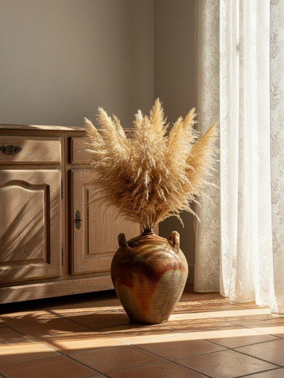 Image 1 of Jarre en grès XXL ancienne XIXe artisanat français Puisaye