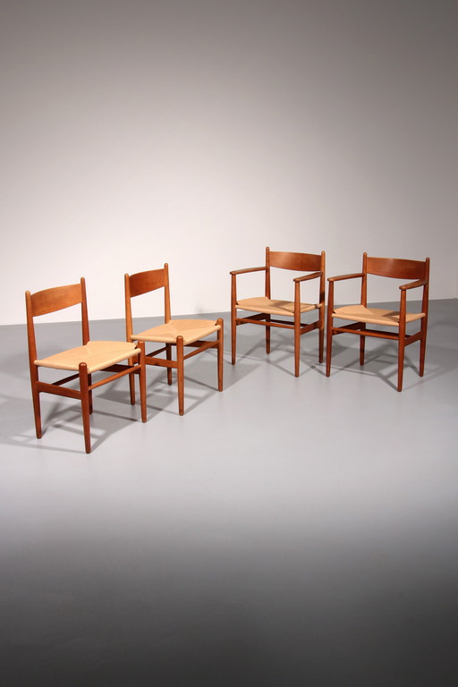 Dining chairs by Hans Wegner for Carl Hansen & Søn, Denmark 2 CH37 and 2 CH36