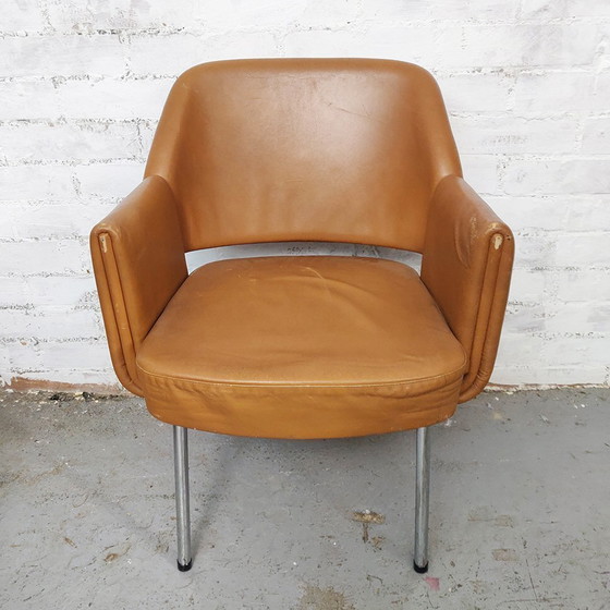 Image 1 of Deauville leren fauteuils van Marc en Pierre Simon voor Airborne, 1960