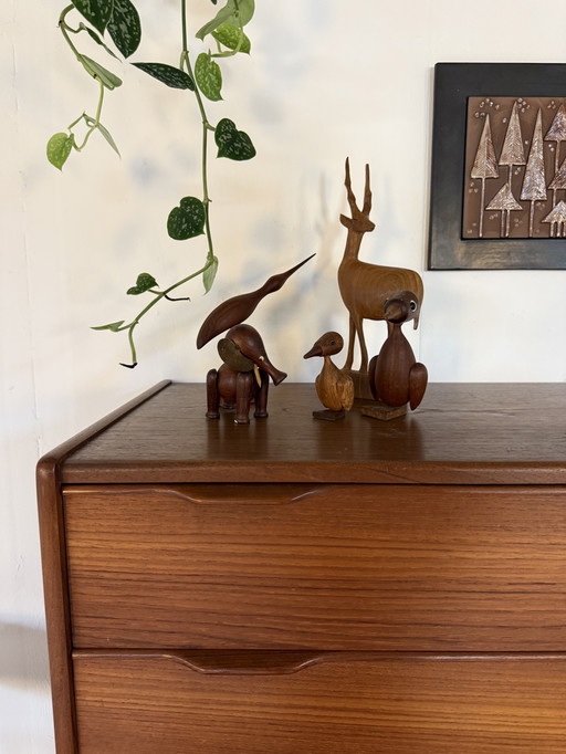 Lot de 5 figurines danoises en teck, Kay Bojesen '60