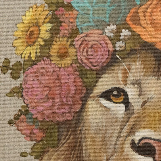 Image 1 of Flower Child Lion, reproduction on canvas, 80x80 cm, Sandra Kolondam