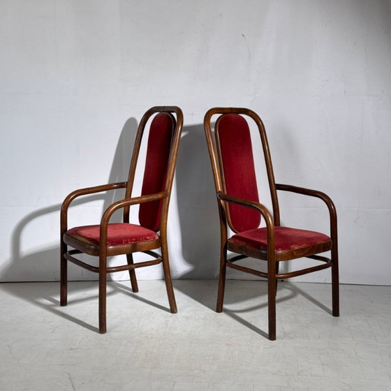 Image 1 of Set di 4 sedie da pranzo con schienale alto di Antonin Suman per Tatra Nabytok, anni '60