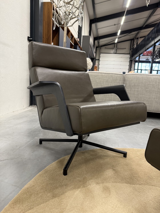 Image 1 of Harvink De Kaap Fauteuil pivotant avec pouf Cuir de luxe