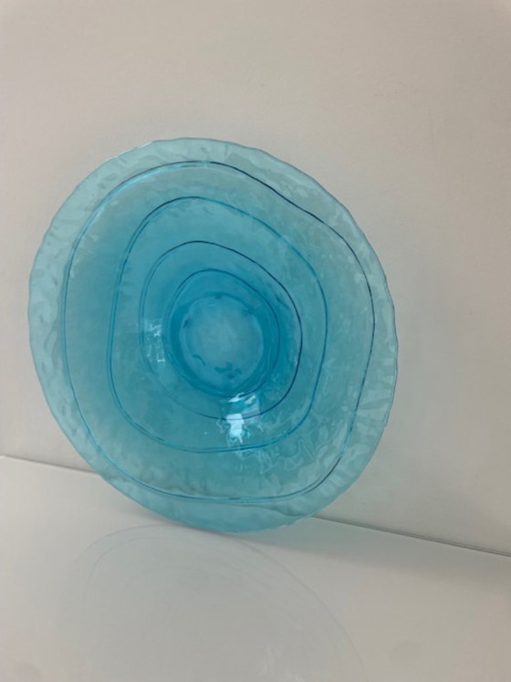 Image 1 of Mouth-blown glass bowl light blue 35 cm