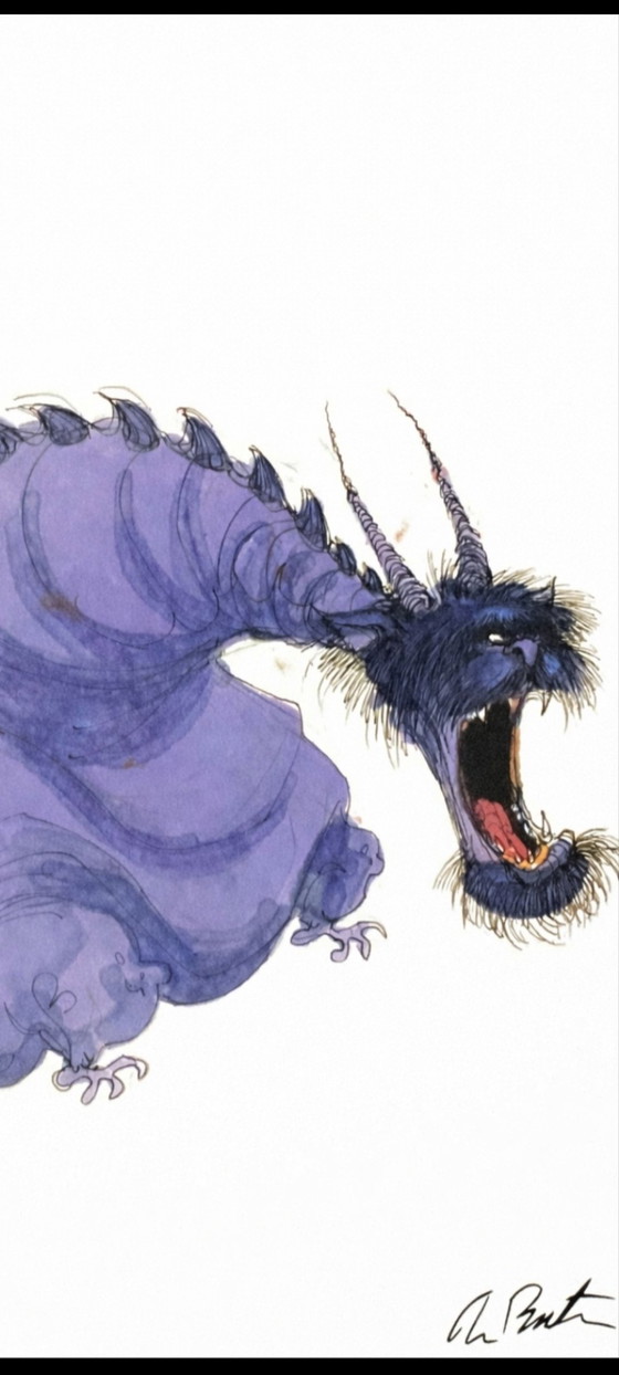 Image 1 of TIM BURTON - Untitled - (The Cyclops of Lavender Smoke) - Officiële gesigneerde gelimiteerde print -20X30cm