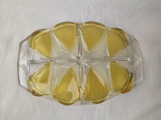 Image 1 of Plat de service en verre Walther pour amuse-gueules, tapas, noix, Ambre '60