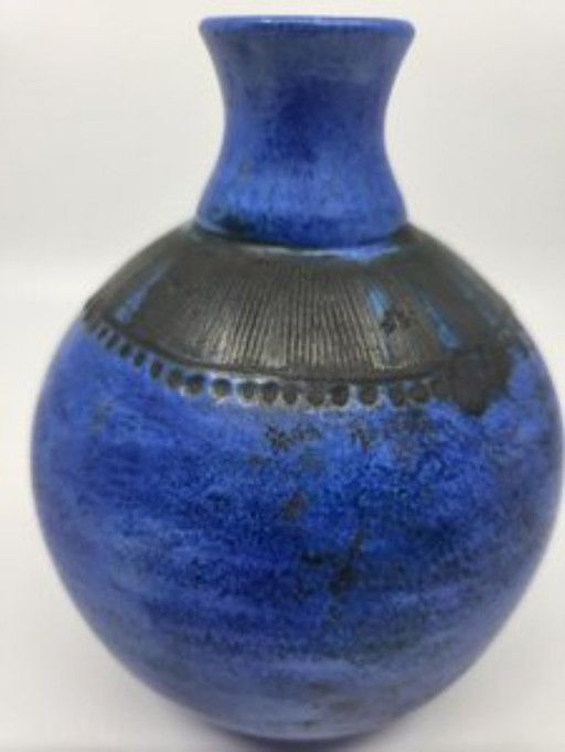 Bleu France 1970 Jacques Blin ceramic vase