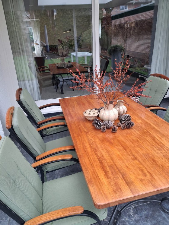 Image 1 of Royal Garden Luxus-Gartenmöbelset aus pulverbeschichtetem Stahl – Teakholzplatte