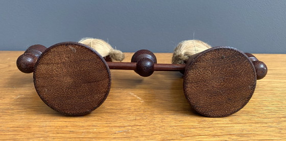 Image 1 of triple candelabro de teca/ velas figurita femenina 1960s