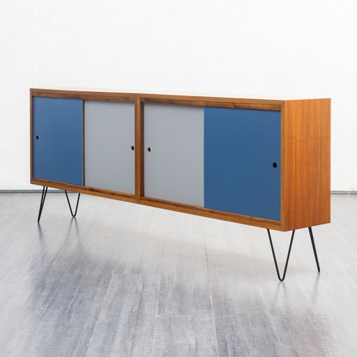 1960 Sideboard avec portes réversibles, teck, restauré