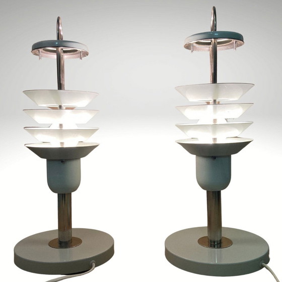 Image 1 of 2x Lampes de table architecturales de l'ère spatiale