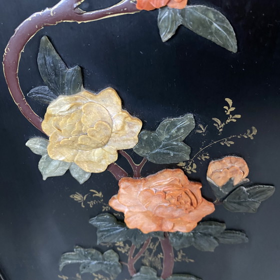 Image 1 of Mid - Century Chinese Room Divider Speck Stone Hand Painted 1950s