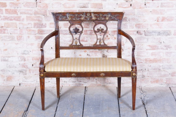 Restored Empire Sofa, Walnut, Spruce, Revived Polish, Austria, 1810s – Textile, Wood (photo 13 of 18)