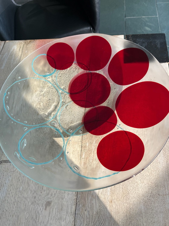 Large Round Glass Art Bowl, 40 cm Diameter (photo 3 of 5)
