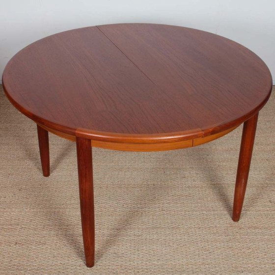 Image 1 of Large round extendable teak dining table, 1960