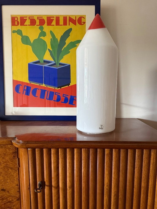 Lampe de table en verre de Murano en forme de crayon, style postmoderne, Formia Murano Italie années 1980