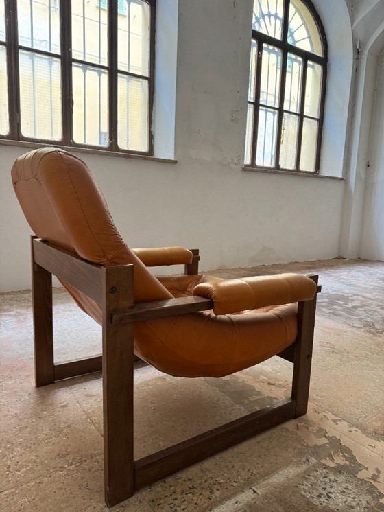 Image 1 of Percival Lafer, cognac fauteuil, MP -173, Brazilië, jaren 1970