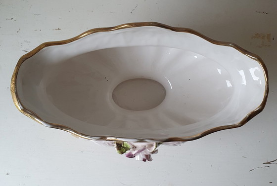 Image 1 of Elegante jardinera estilo Bequet Quaregnon - rosa/blanco con acabado dorado