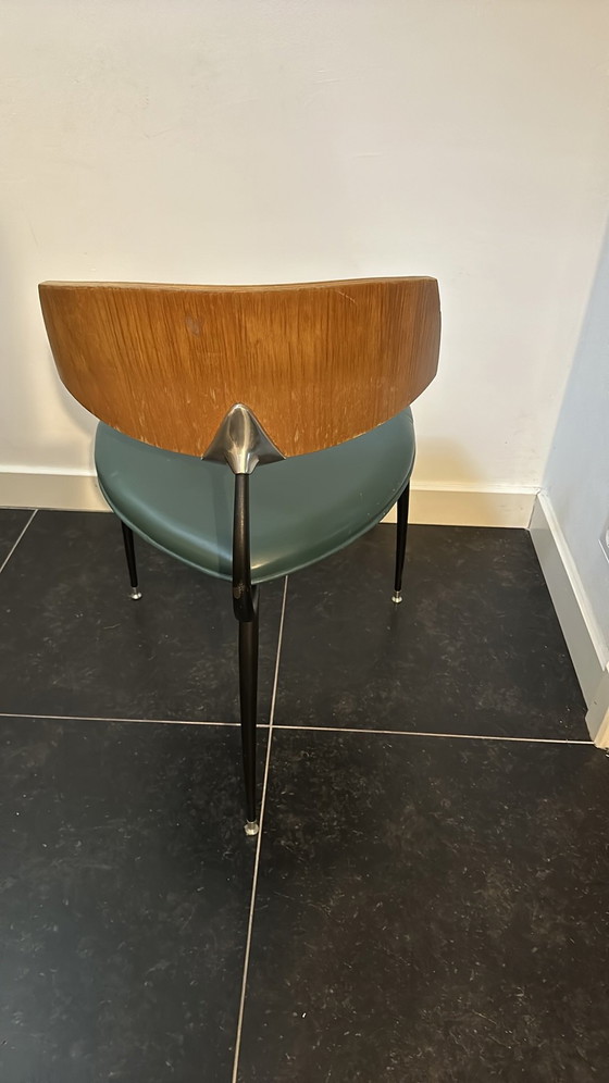 3 Moderne (Küchen-) Esszimmerstühle, Holz, Leder, Grün (Foto 2 von 5)