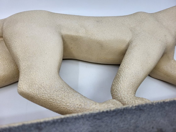 Image 1 of Panther of Saint Radegund in crisp earthenware, France, Art Deco, 1935