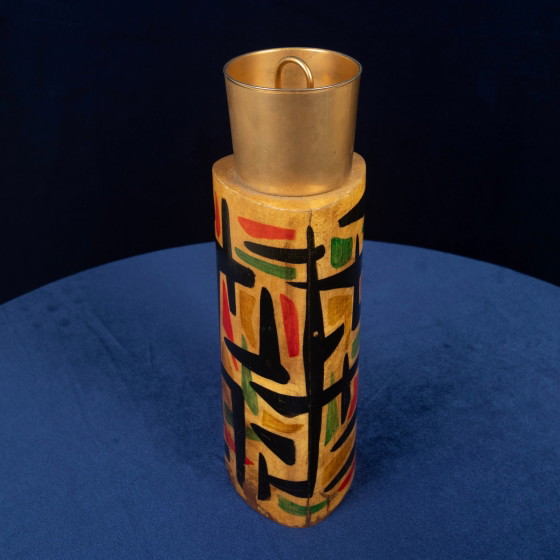 Thermos Aldo Tura Mod. 796D en parchemin à décor abstrait, 1940 – Objets déco, Leather, Abstract (photo 16 of 24)