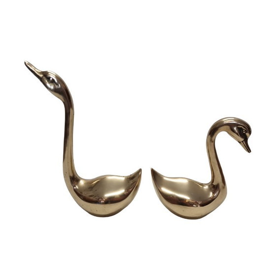 Image 1 of Cisnes de latón Hollywood Regency