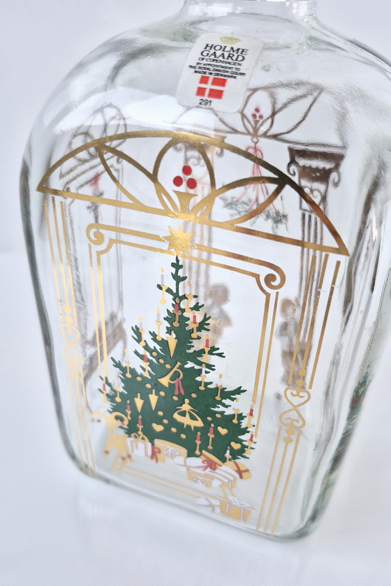 Image 1 of Holmegaard Copenhagen Bouteille de Noël 1991 Design Michael Bang, Décor Jette Frölich Danemark