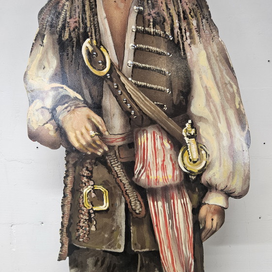Image 1 of Statue de Jack Sparrow en bois, faite à la main, grandeur nature (pirates des Caraïbes) statue de pirate