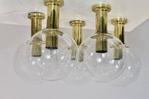 Lámparas de techo de latón y cristal de Glashütte Limburg