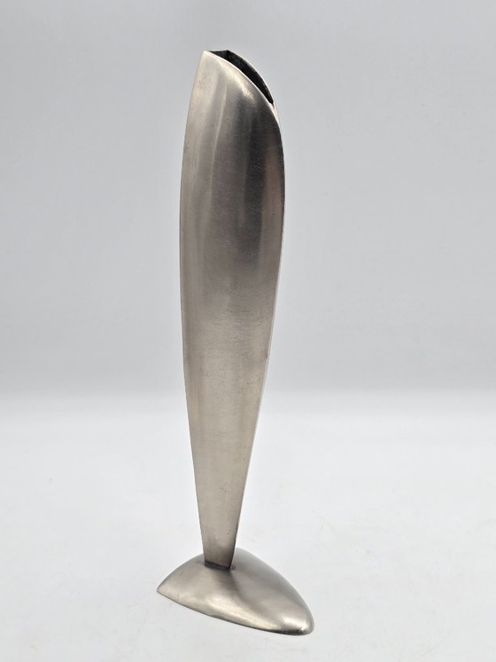 Image 1 of Vintage industriële massief RVS vaas