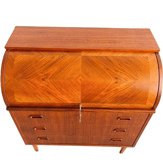 Image 1 of Vintage Egon Ostergaard deens design mid-century roltop secretaire kast bureau 1960's