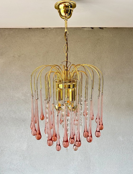 Lustre Vintage Rose Goutte d'eau – Glass, Metal (photo 3 of 9)