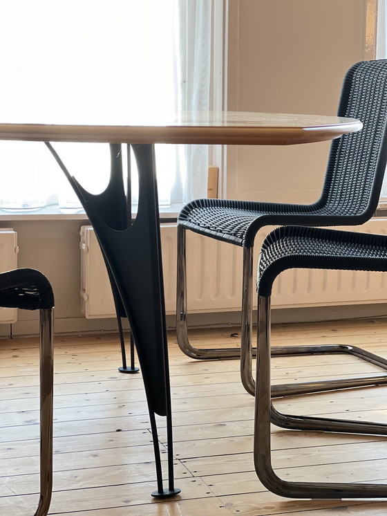 Image 1 of Design organic table + 4 design chairs (Gispen style)