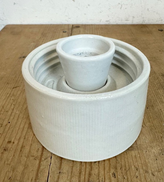 Image 1 of Vintage White Porcelain Ceiling Light with Milk Glass, 1960s