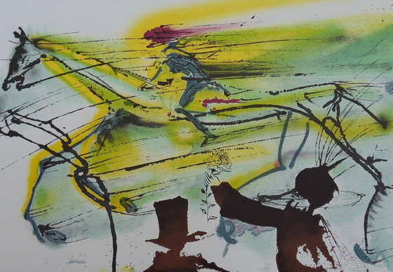 Salvador Dali : Les Chevaux, Le Cheval De Course, Lithographie Signée – Lithographies et sérigraphies, Paper (photo 4 of 6)