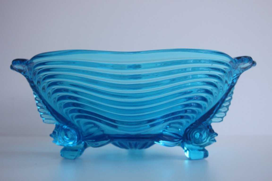 Rare Art Deco Glass Josef Inwald With Fish Feet Bowl-Gorgeous Rich