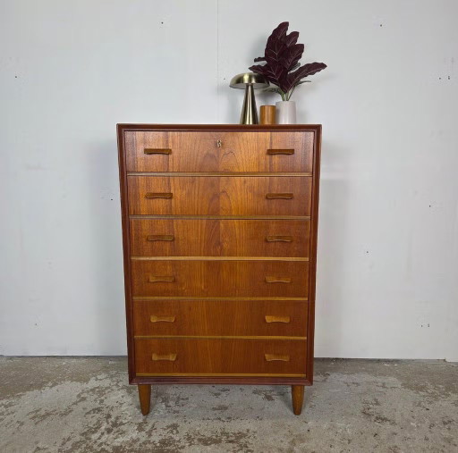 Vintage dänische Kommode, Teak 6 Schubladen 60er Jahre skandinavisch