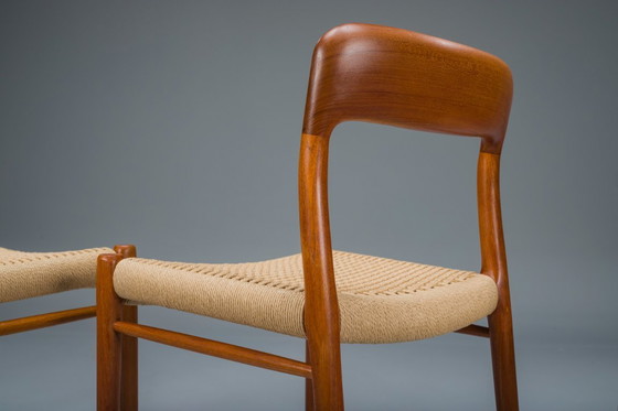 Image 1 of Dänische Teak Mod. 77 Esszimmerstühle mit Papierkordel von Niels O. Møller für J.L. Møllers, 1959, 5 Exemplare