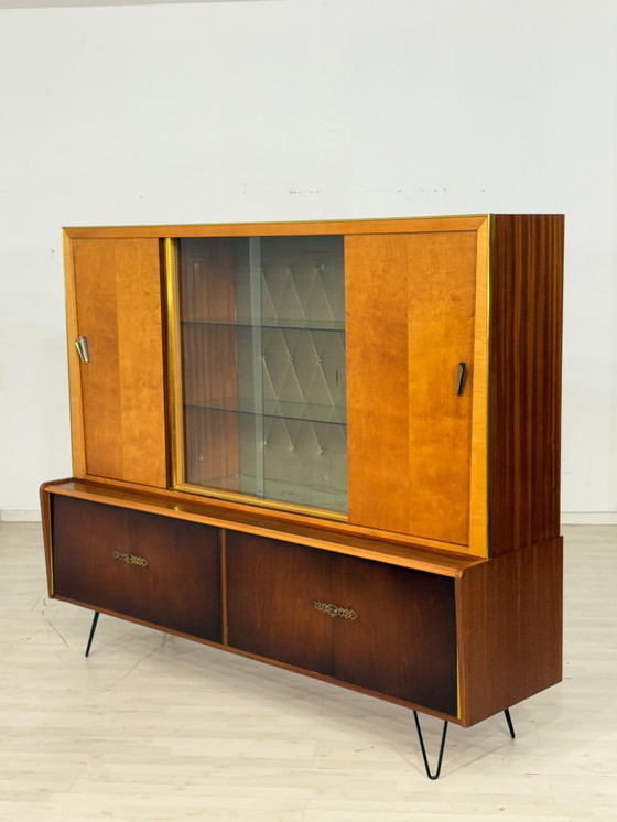 Image 1 of Buffet haut / meuble bar / vaisselier / vaisselier / armoire style années 50