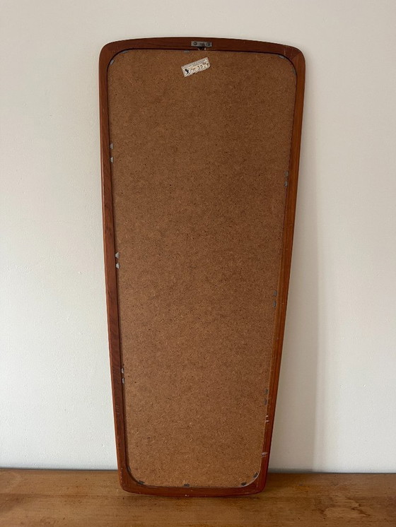 Image 1 of Vintage Deense teakhouten spiegel - prachtige randen - spiegel uit het midden van de vorige eeuw