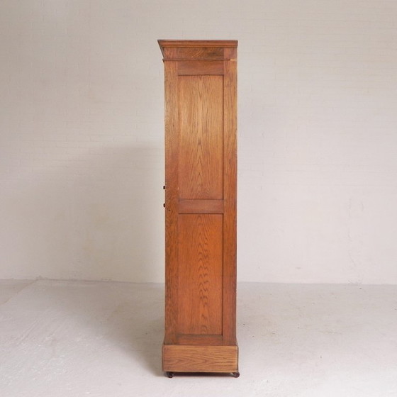 Image 1 of Eiken rolluikkast met 2 luiken boven elkaar, jaren 30