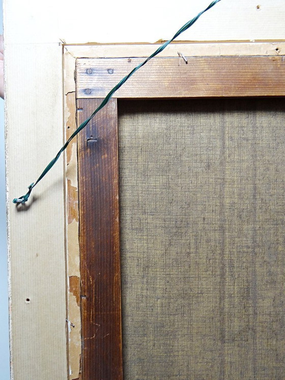 Image 1 of Grand tableau "Villa Camille" ancien années 40-60 huile sur toile signé M.Lesoll