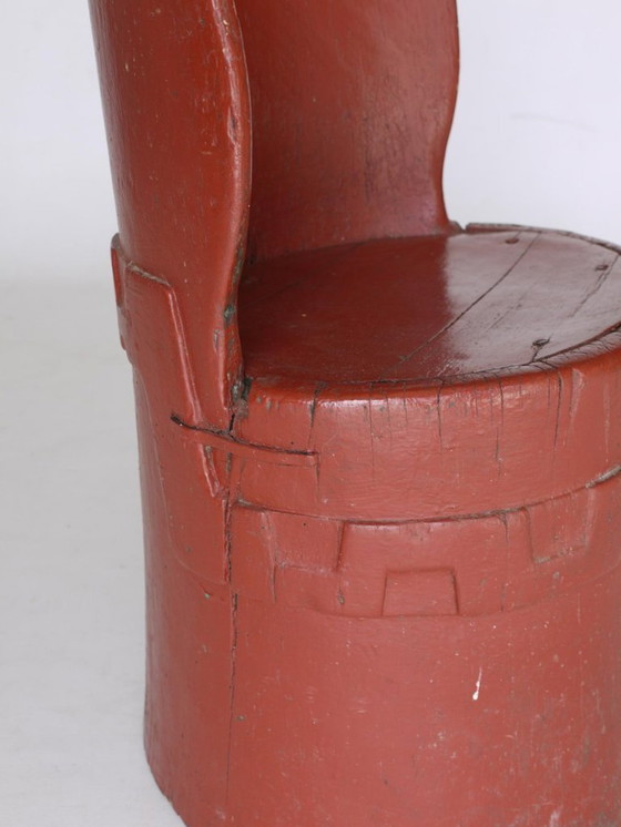 Image 1 of Antieke Scandinavische houten Kubbestol stoel